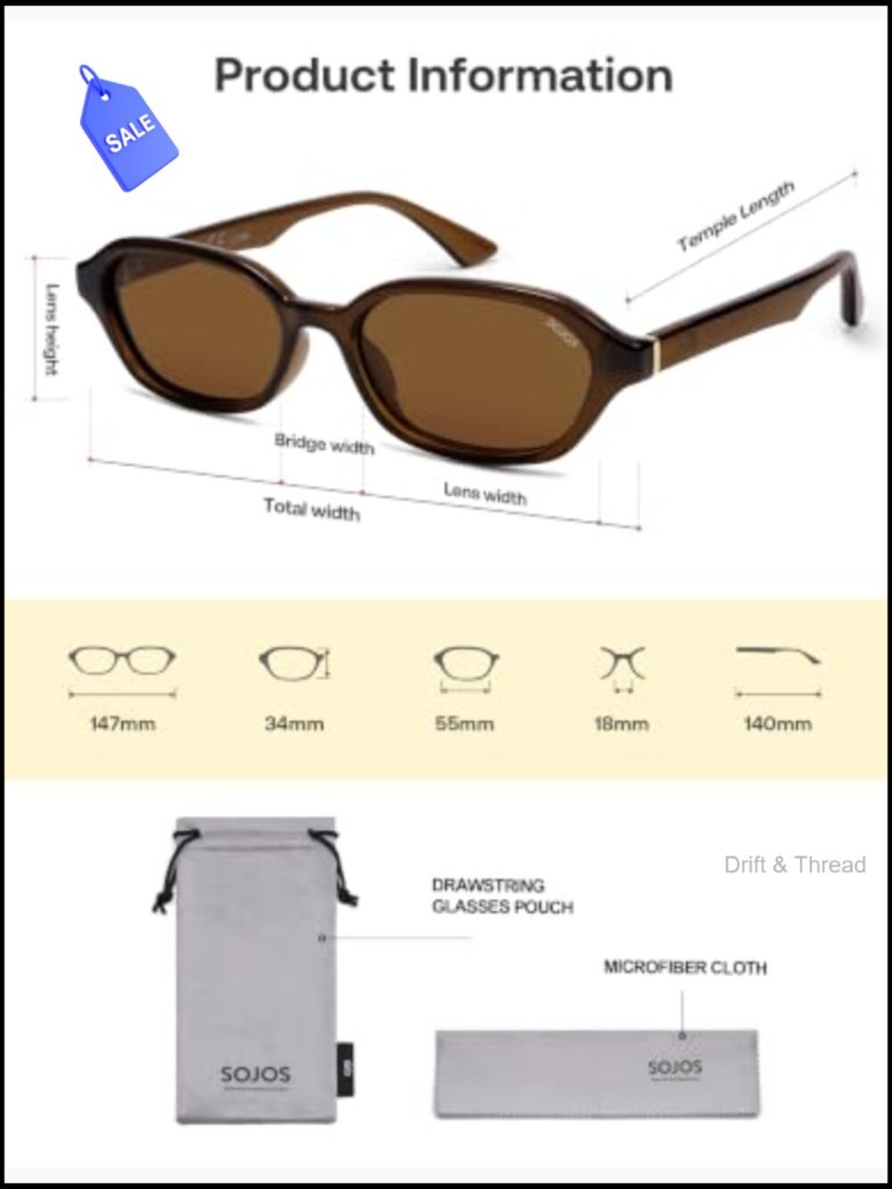 Retro Rectangle Polarized Sunglasses UV400 Protection Unisex - Picture 5 of 7